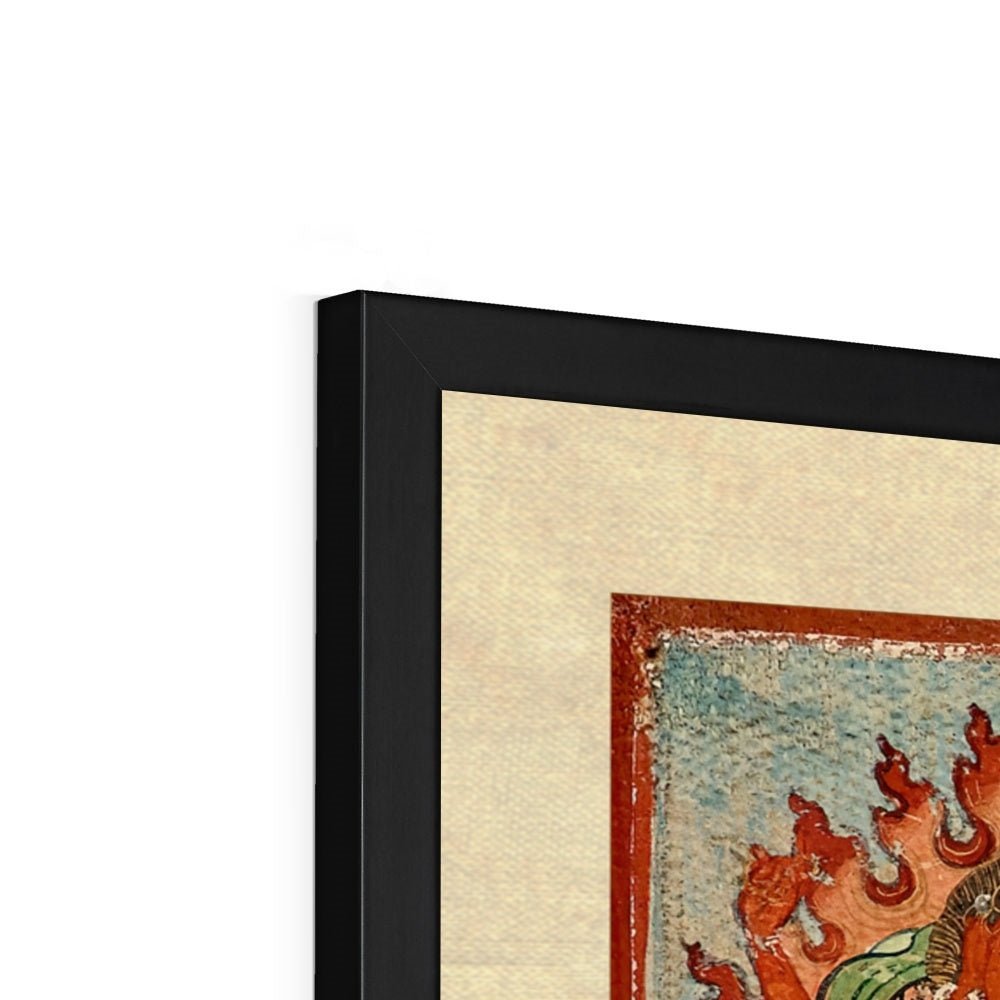 Vajravarahi (Krodha Kali) Tibetan-Chinese Vajrayana Antique Thangka Vintage Hindu Shiva Indian Deity Framed Art Print