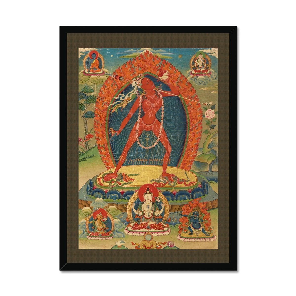 Fine art 6"x8" / Black Frame Vajrayogini Tibetan Buddhist Vajrayana | Female Meditation Deity, Tantric  Dakini Framed Art Print