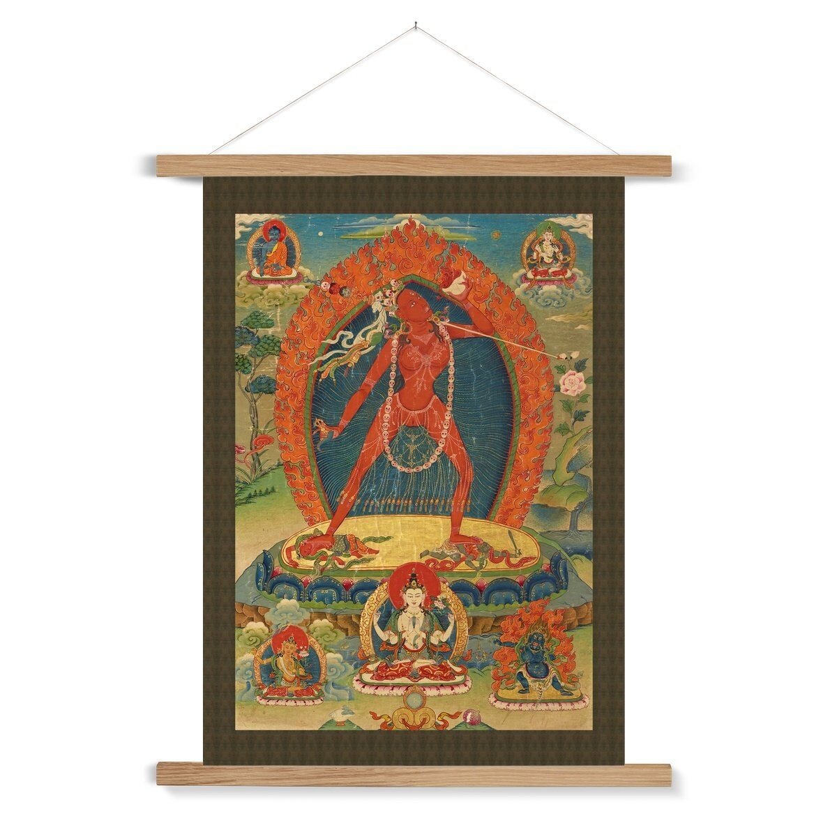 Vajrayogini Tibetan Tantra Sacred Buddhist Deity Erotic Female Feminist Goddess Dakini Yogini Fine Art Print with Thangka-Style Hanger