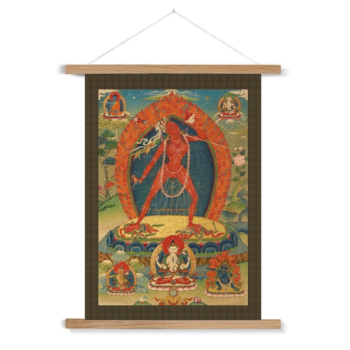 Hangar Thangka Vajrayogini Tibetan Tantra Sacred Buddhist Deity Erotic Female Feminist Goddess Dakini Yogini Fine Art Print with Thangka-Style Hanger