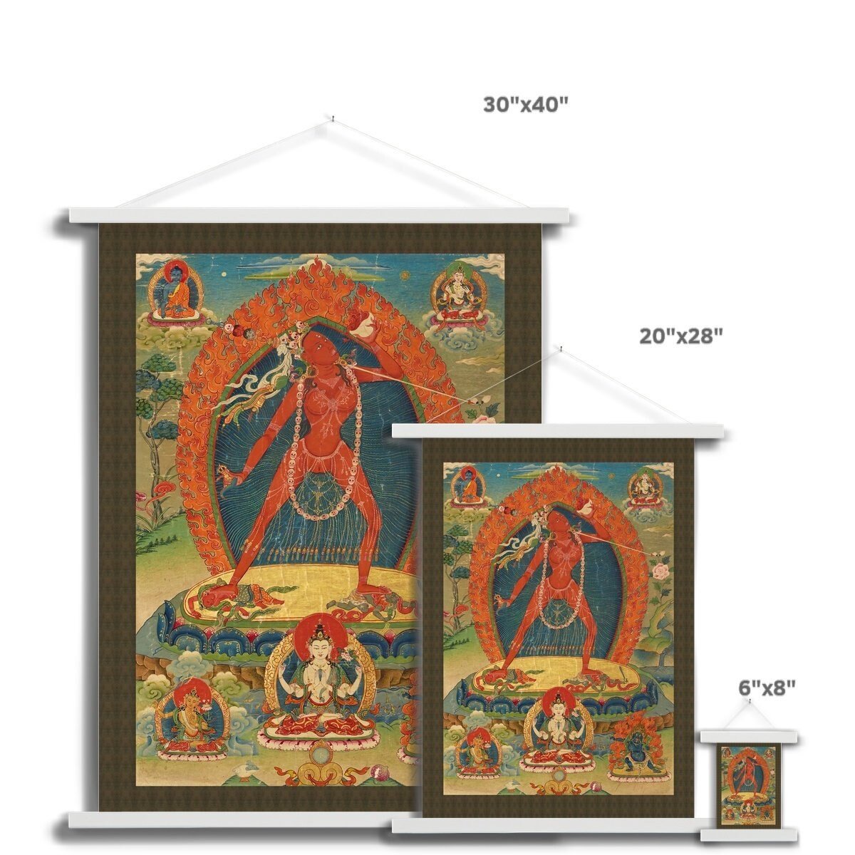 Hangar Thangka Vajrayogini Tibetan Tantra Sacred Buddhist Deity Erotic Female Feminist Goddess Dakini Yogini Fine Art Print with Thangka-Style Hanger