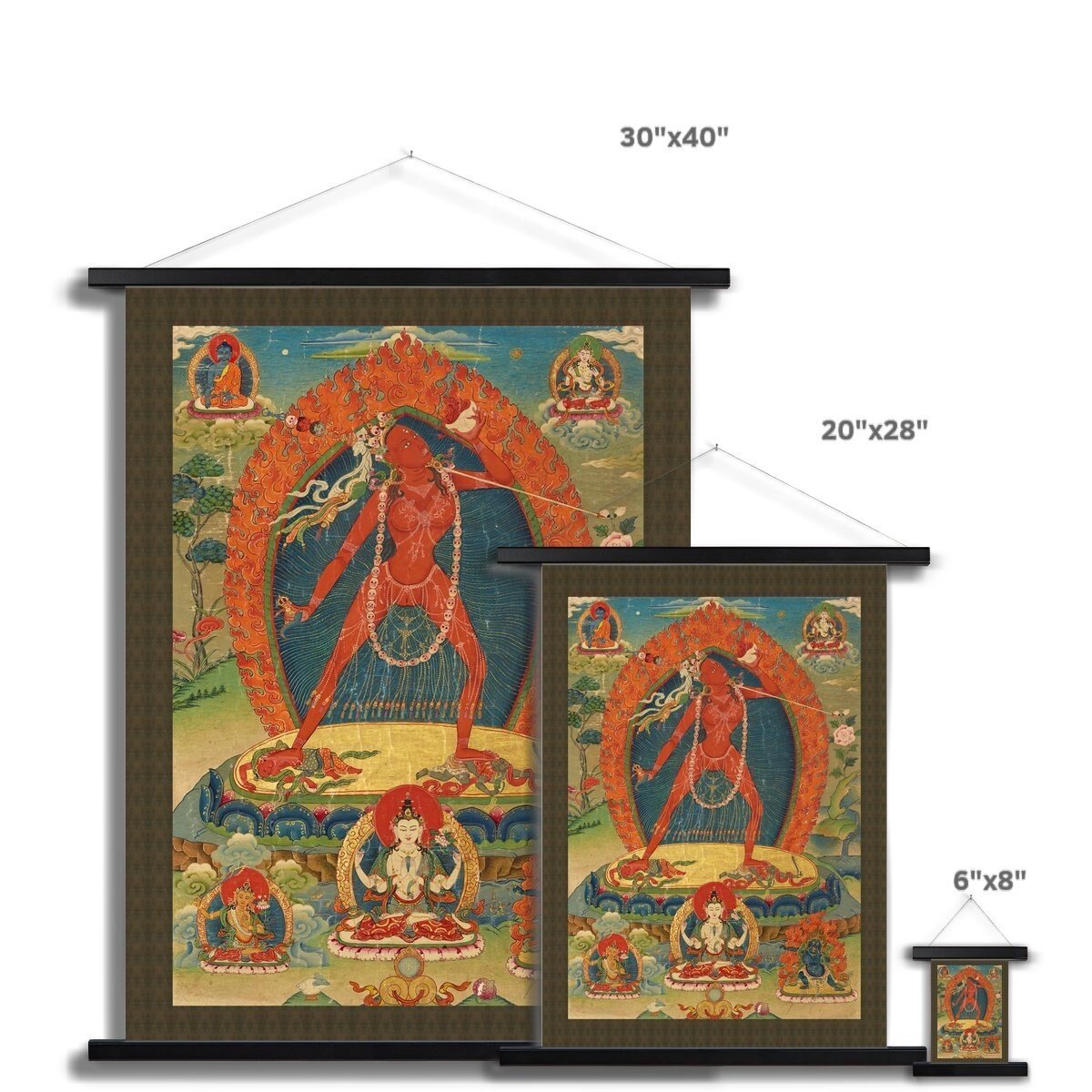 Hangar Thangka Vajrayogini Tibetan Tantra Sacred Buddhist Deity Erotic Female Feminist Goddess Dakini Yogini Fine Art Print with Thangka-Style Hanger