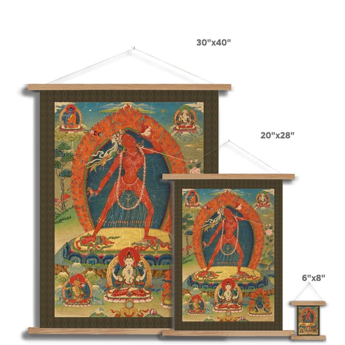 Hangar Thangka Vajrayogini Tibetan Tantra Sacred Buddhist Deity Erotic Female Feminist Goddess Dakini Yogini Fine Art Print with Thangka-Style Hanger