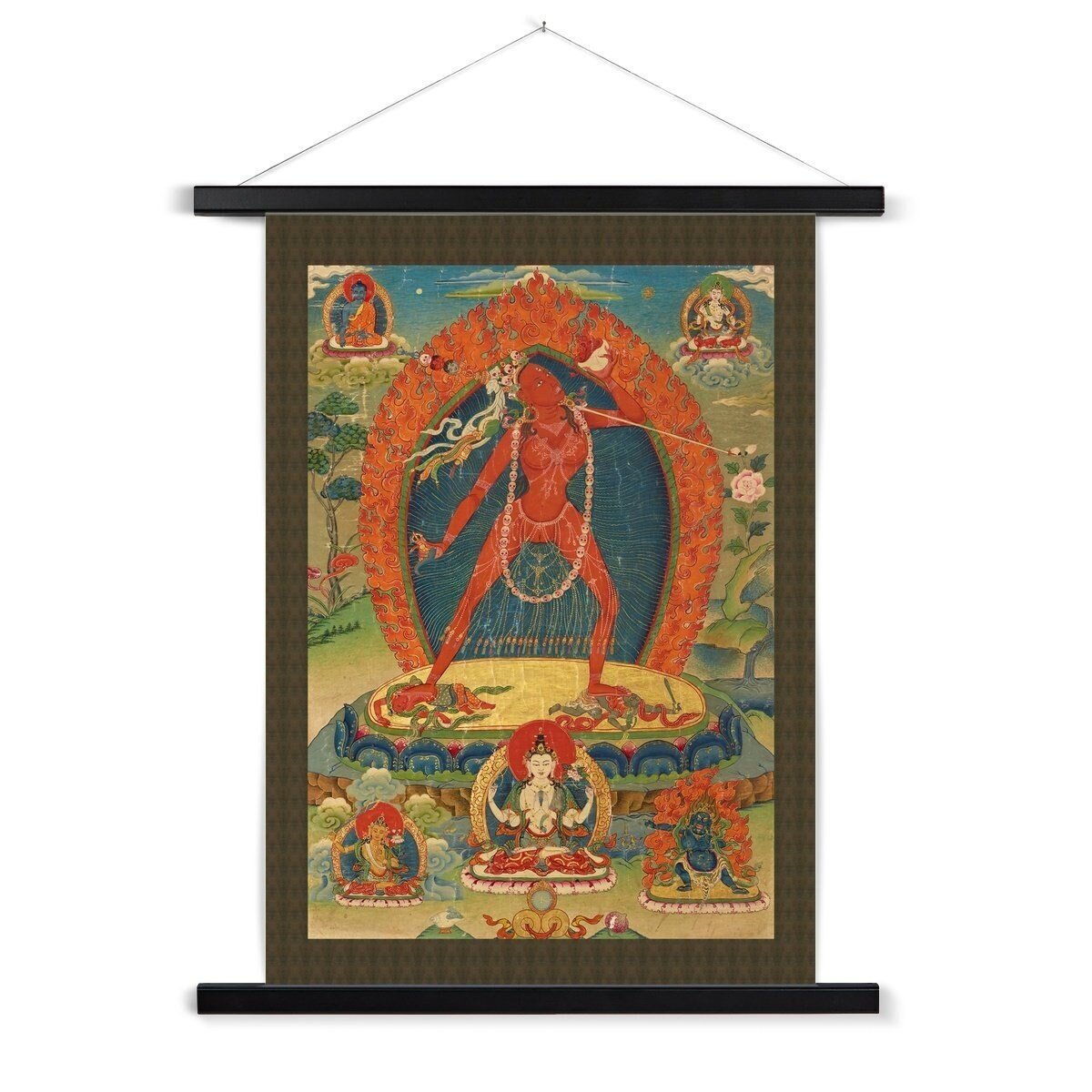 Hangar Thangka Vajrayogini Tibetan Tantra Sacred Buddhist Deity Erotic Female Feminist Goddess Dakini Yogini Fine Art Print with Thangka-Style Hanger