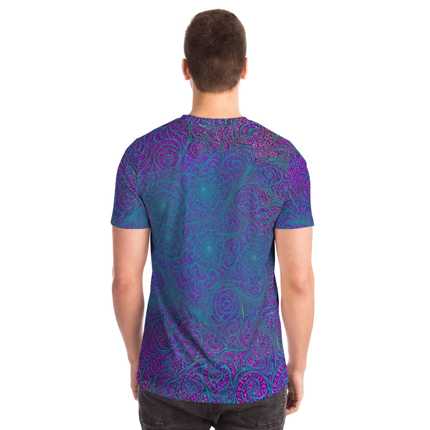 Vibrational Alignment: Sacred Geometry Fractal Trippy Tee | Cosmic Empowerment | Flower of Life Abstract Mandala Graphic Art T-Shirt