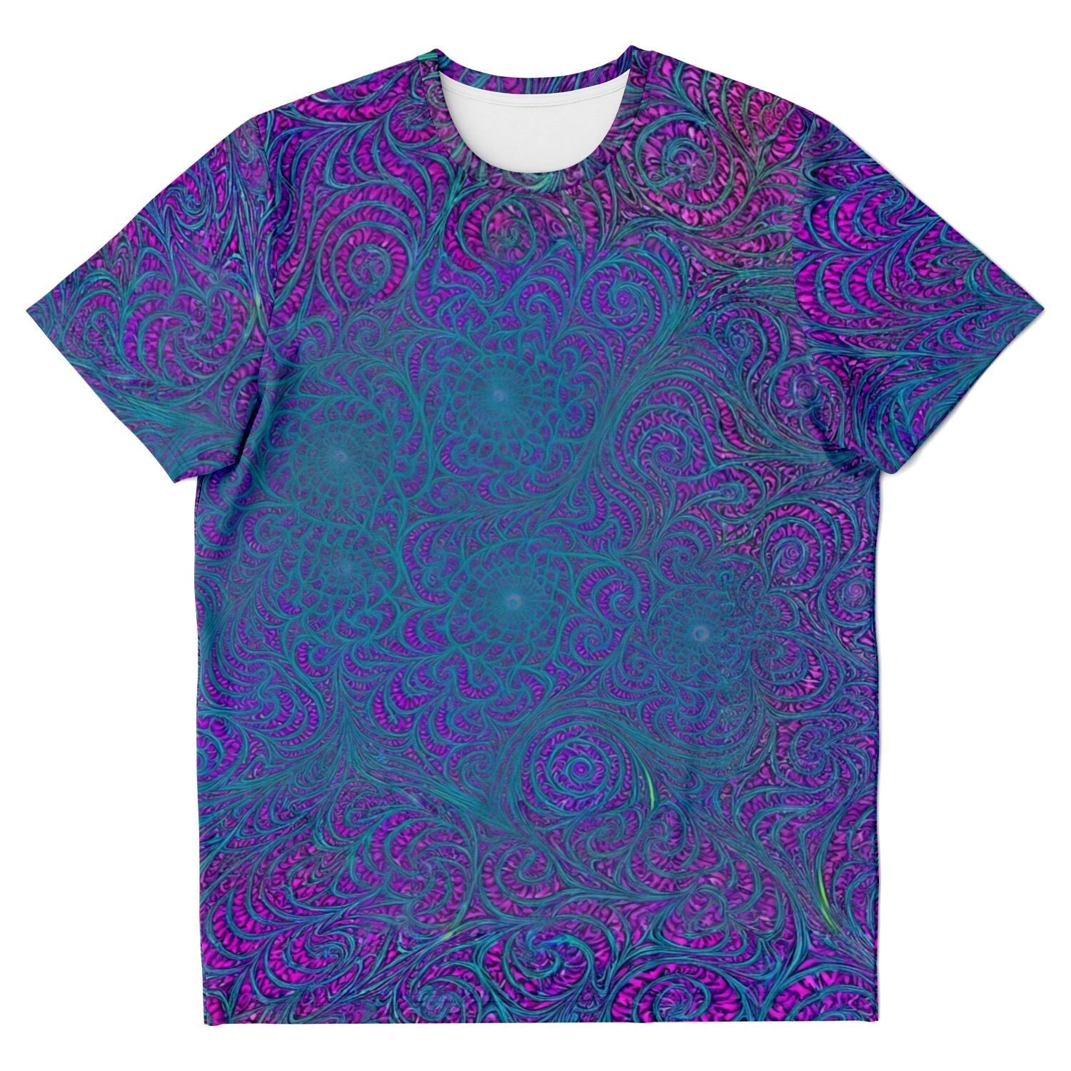 Vibrational Alignment: Sacred Geometry Fractal Trippy Tee | Cosmic Empowerment | Flower of Life Abstract Mandala Graphic Art T-Shirt