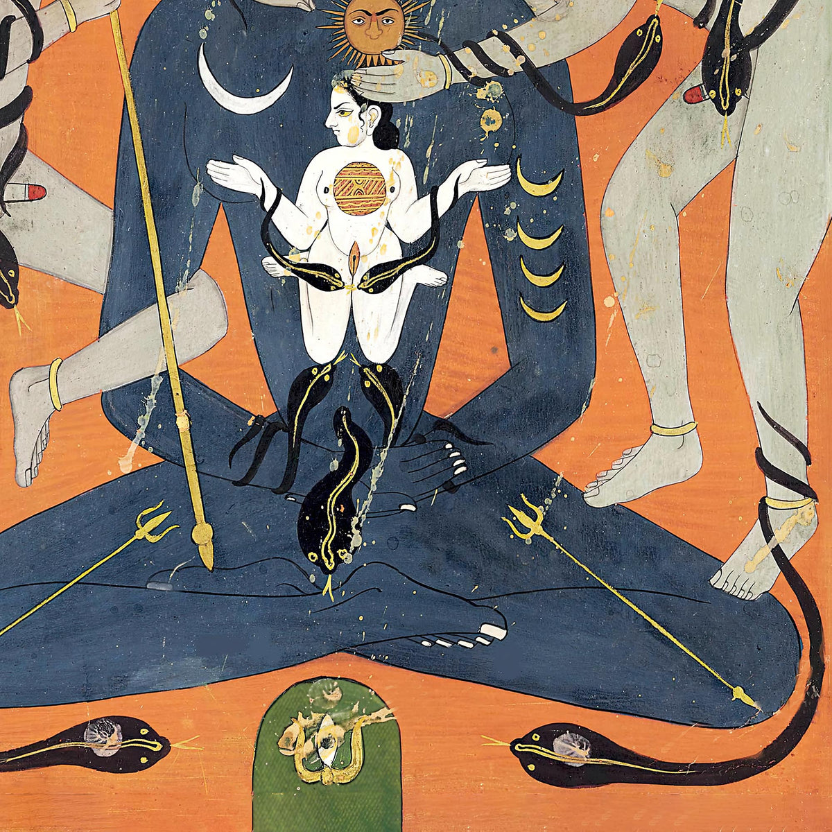 Vintage Indian Tantric Art | Kundalini Tantra w Sun Moon Yoni Lingam | Sacred Sexuality, Chakra Fine Art Print