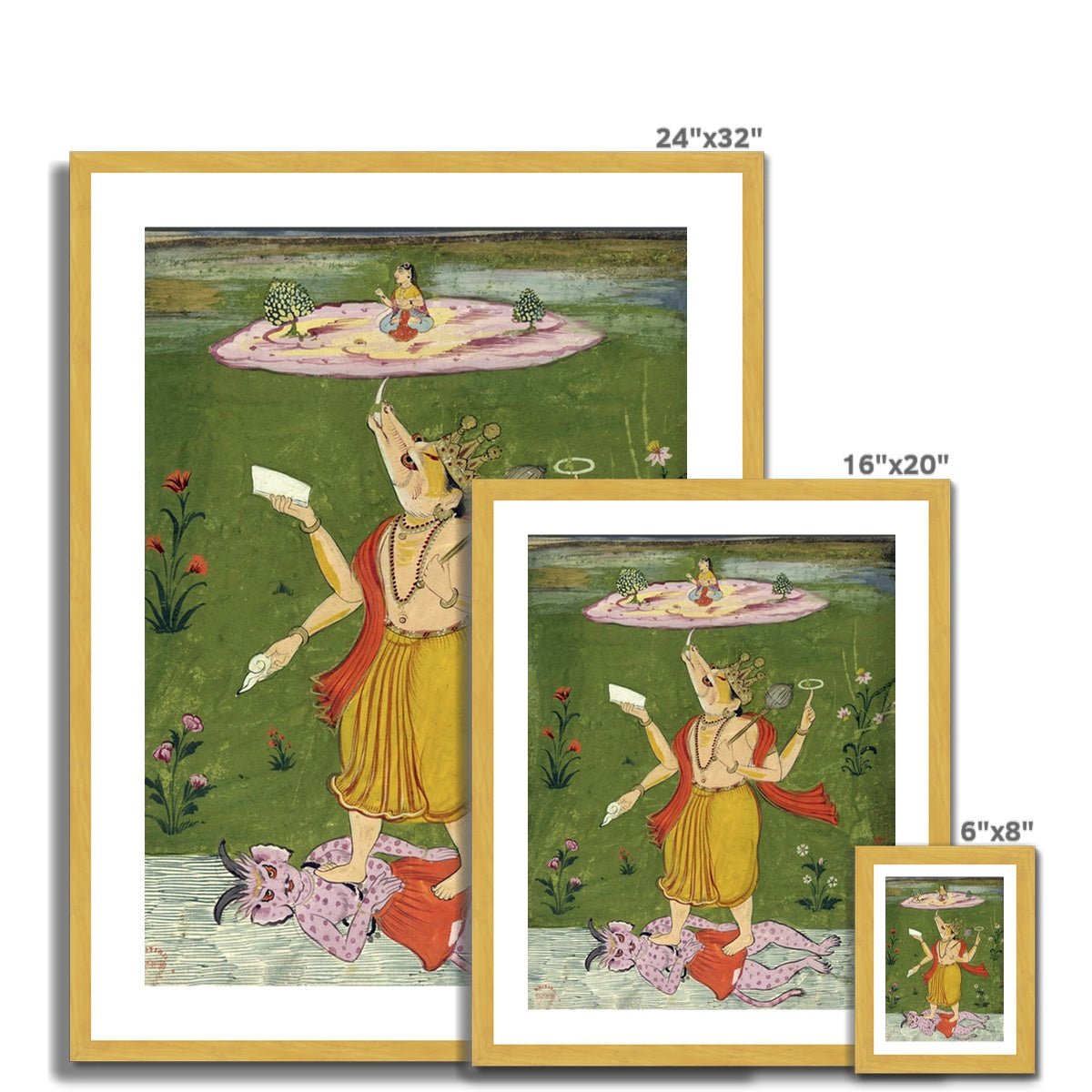 Vishnu As Vaharta: Boar Incarnation of Vishnu | Protector of the Universe | Hindu Indian Deity, Bhakti Devotional Framed Art Print