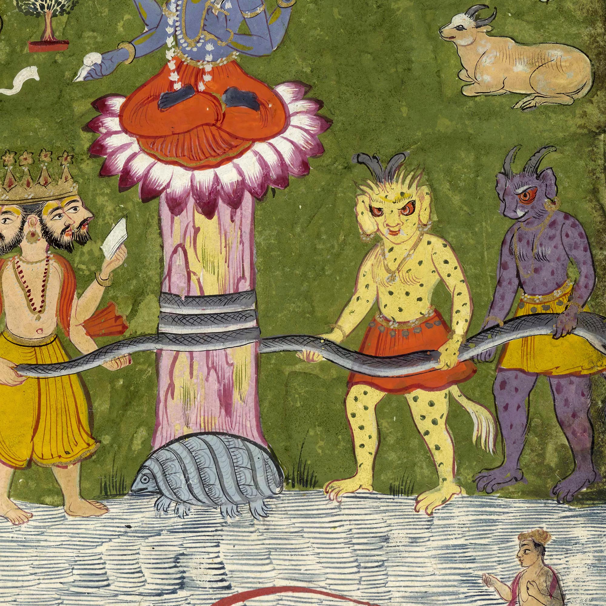 T-shirt XS Vishnu Consumes the Poison Halahala as His Tortoise Avatar Kurma and Saves the World | Sacred Vintage Indian Graphic Art T-Shirt
