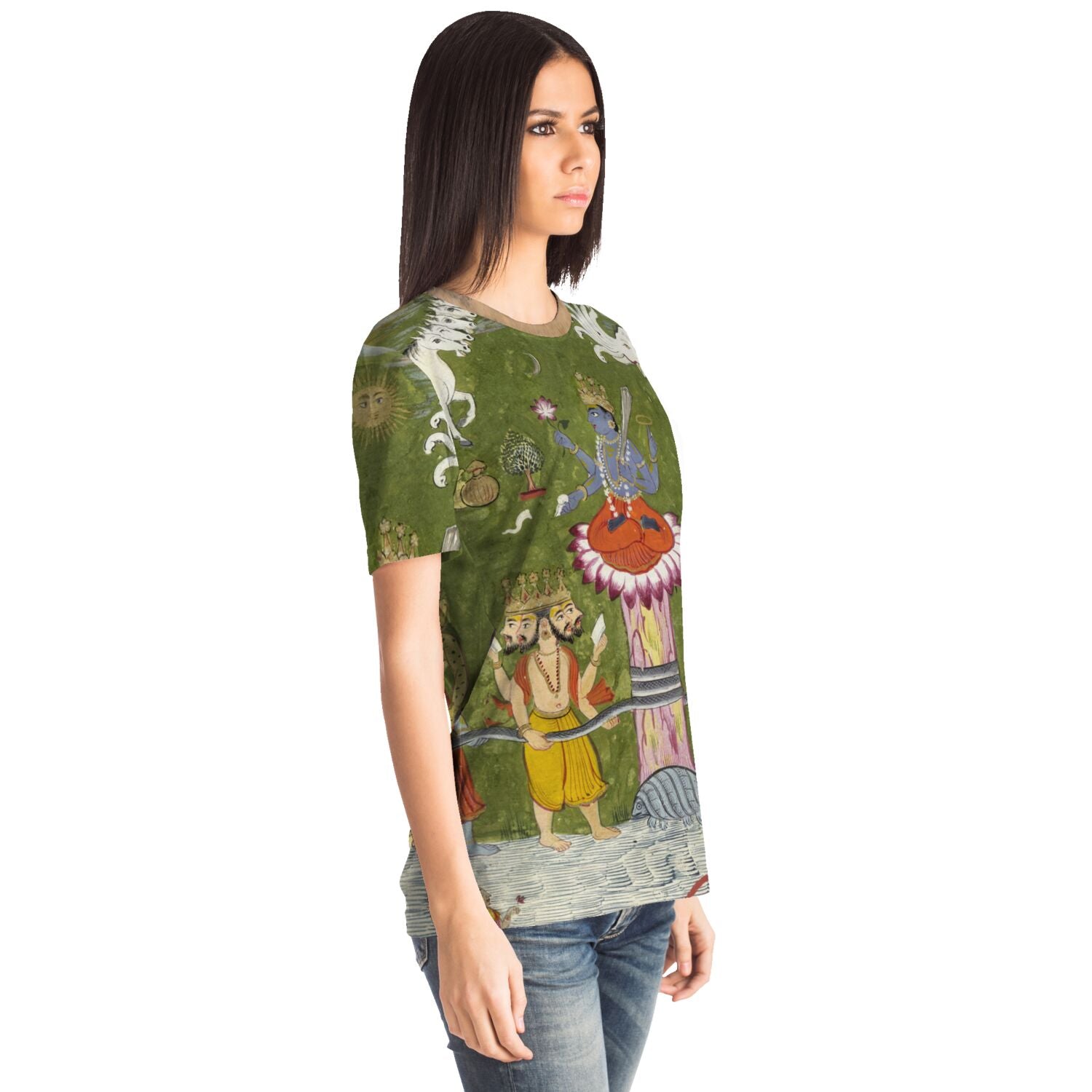 Vishnu Consumes the Poison Halahala as His Tortoise Avatar Kurma and Saves the World | Sacred Vintage Indian Graphic Art T-Shirt