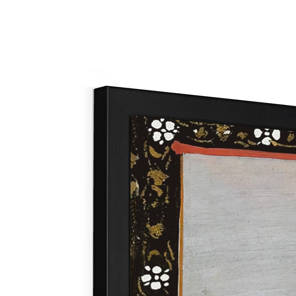 Vishnu with Demons and Naga, Antique Indian Hindu Folk Art, 19th Century Traditional Vedic Framed Art Print