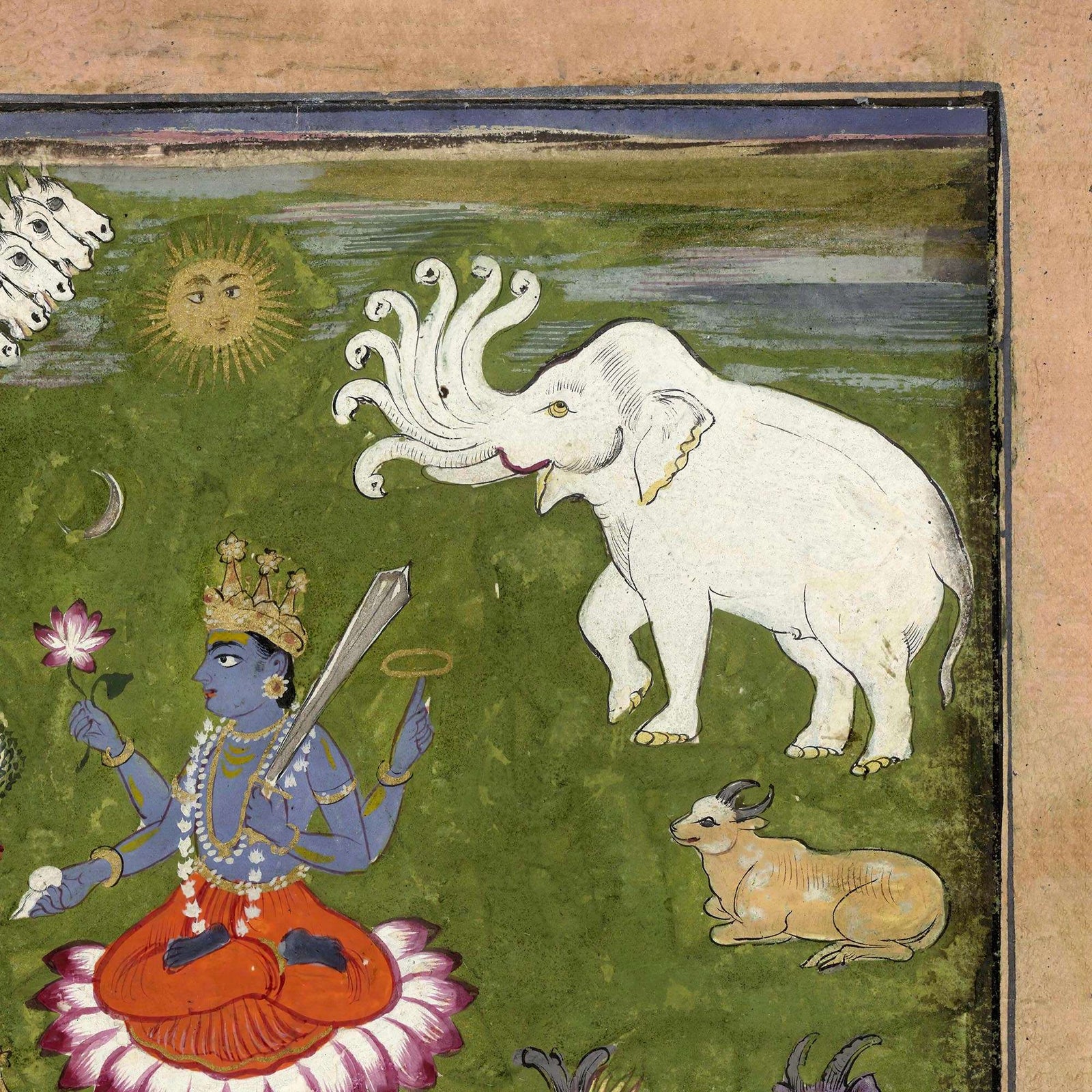 Vishnu's Tortoise Avatar Churning of the Ocean of Immortality | Gods and Demons, Hindu Mythology Fine Art Print