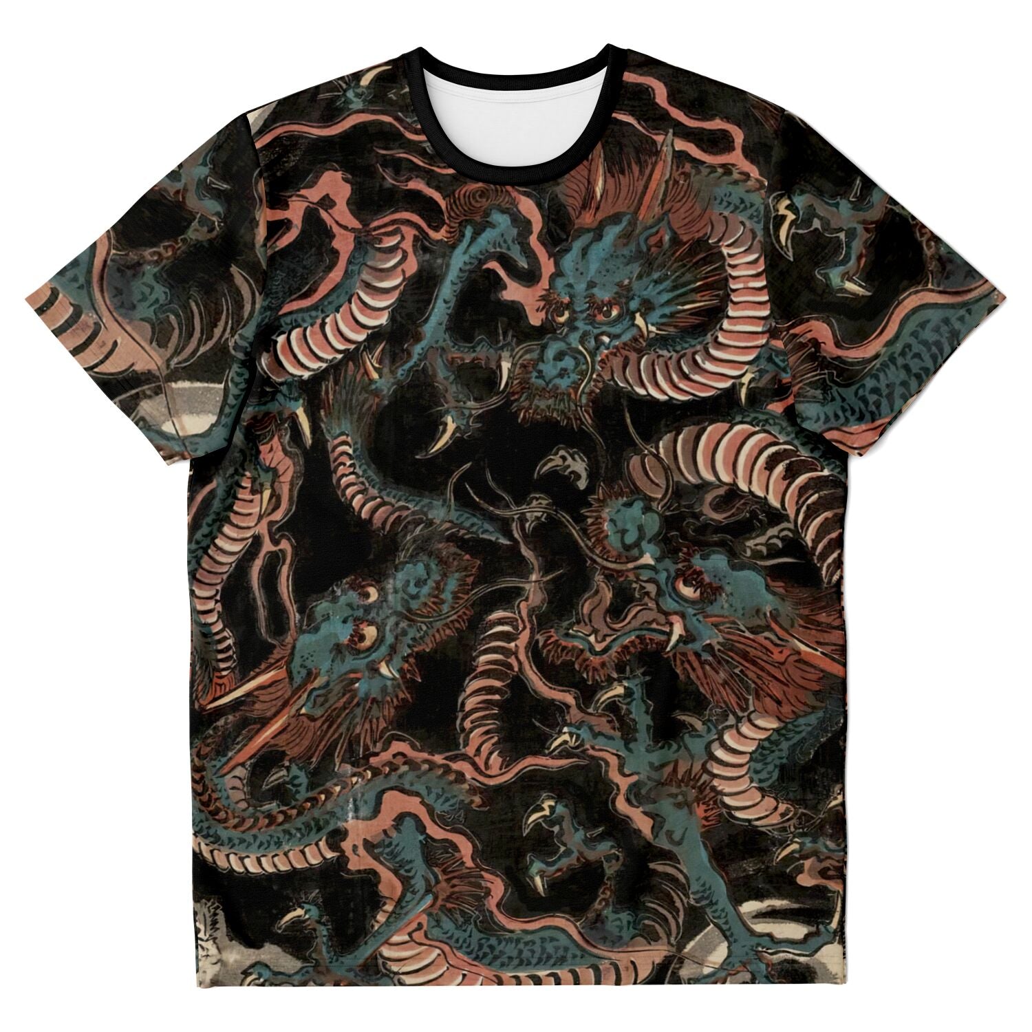T-shirt XS Water Dragons by Keisai Eisen | Japanese Serpent Wood Block Print | Yokai Dragon Graphic Art T-Shirt