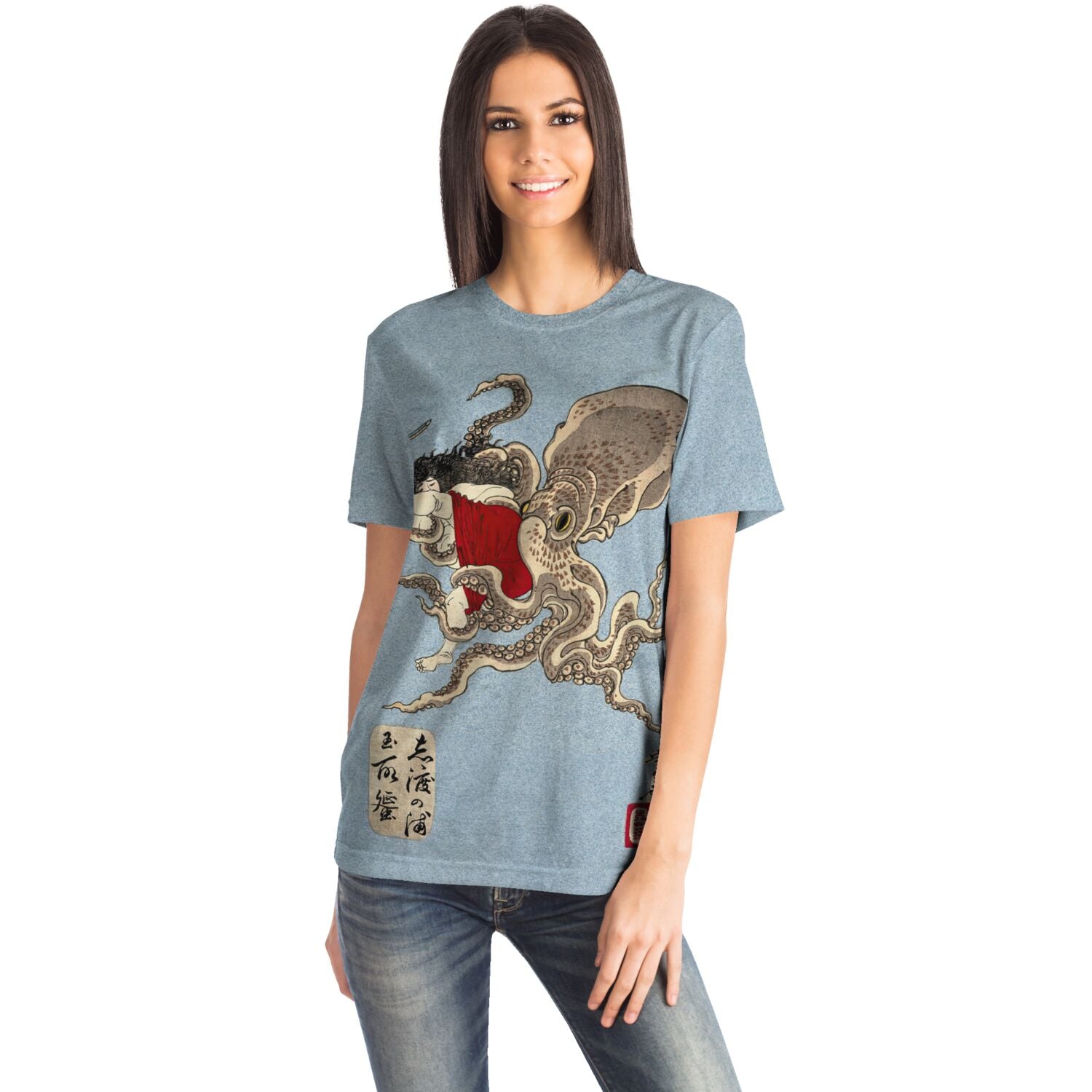 T-shirt Woman Battling an Octopus (Yoshitoshi) | "A Collection of Desires" Squid Graphic Art T-Shirt