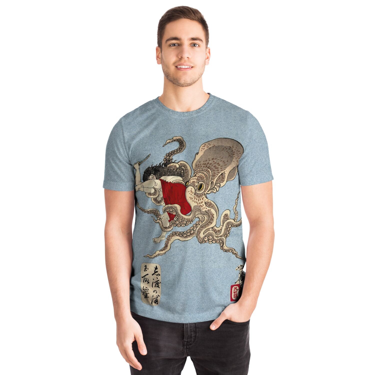 Woman Battling an Octopus (Yoshitoshi) | "A Collection of Desires" Squid Graphic Art T-Shirt