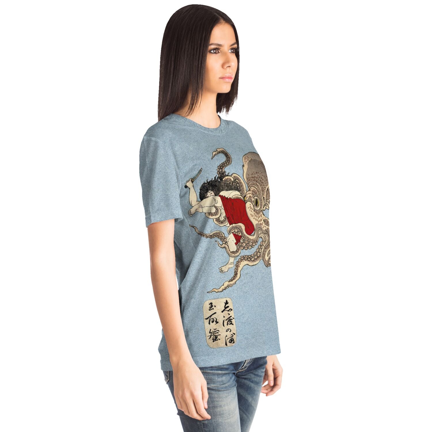 Woman Battling an Octopus (Yoshitoshi) | "A Collection of Desires" Squid Graphic Art T-Shirt