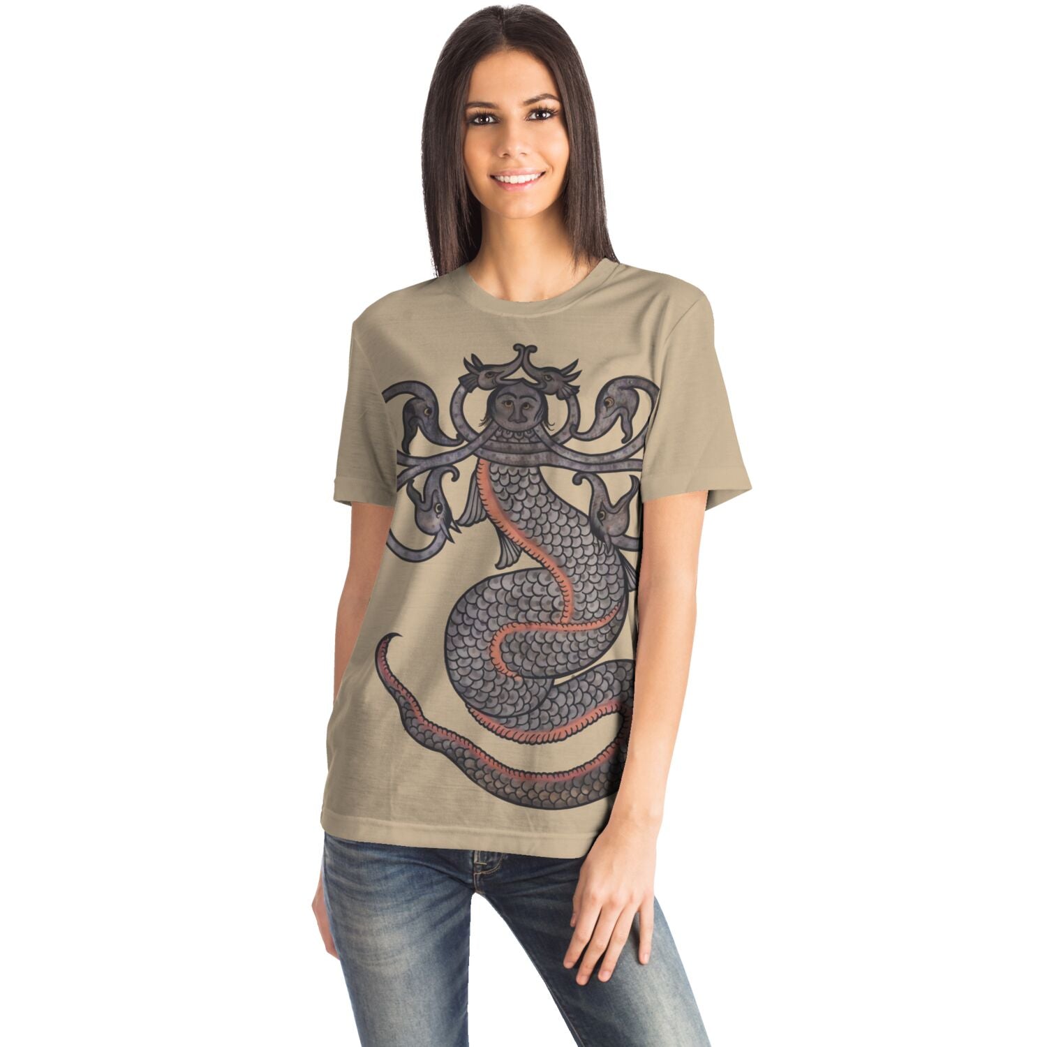 T-shirt Wonders of Creation and Oddities of Existing Things | Zakariya al-Qazwini, Medieval Persian Illustrated Serpent Snake Manuscript Graphic Art T-Shirt