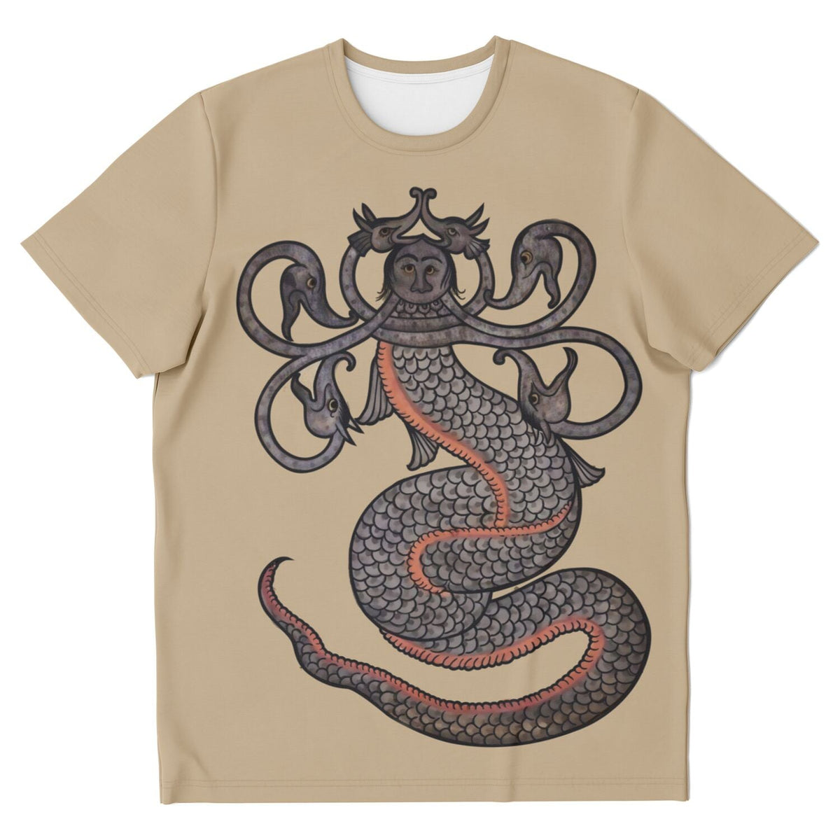 T-shirt XS Wonders of Creation and Oddities of Existing Things | Zakariya al-Qazwini, Medieval Persian Illustrated Serpent Snake Manuscript Graphic Art T-Shirt