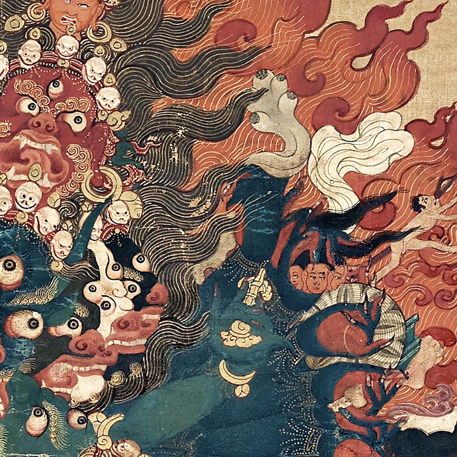 Yamantaka Tibetan Vajrayana Thangka Buddhist Protector Deity Painting, Tantra Tantric Nepal Antique Vintage Giclée Fine Art Print