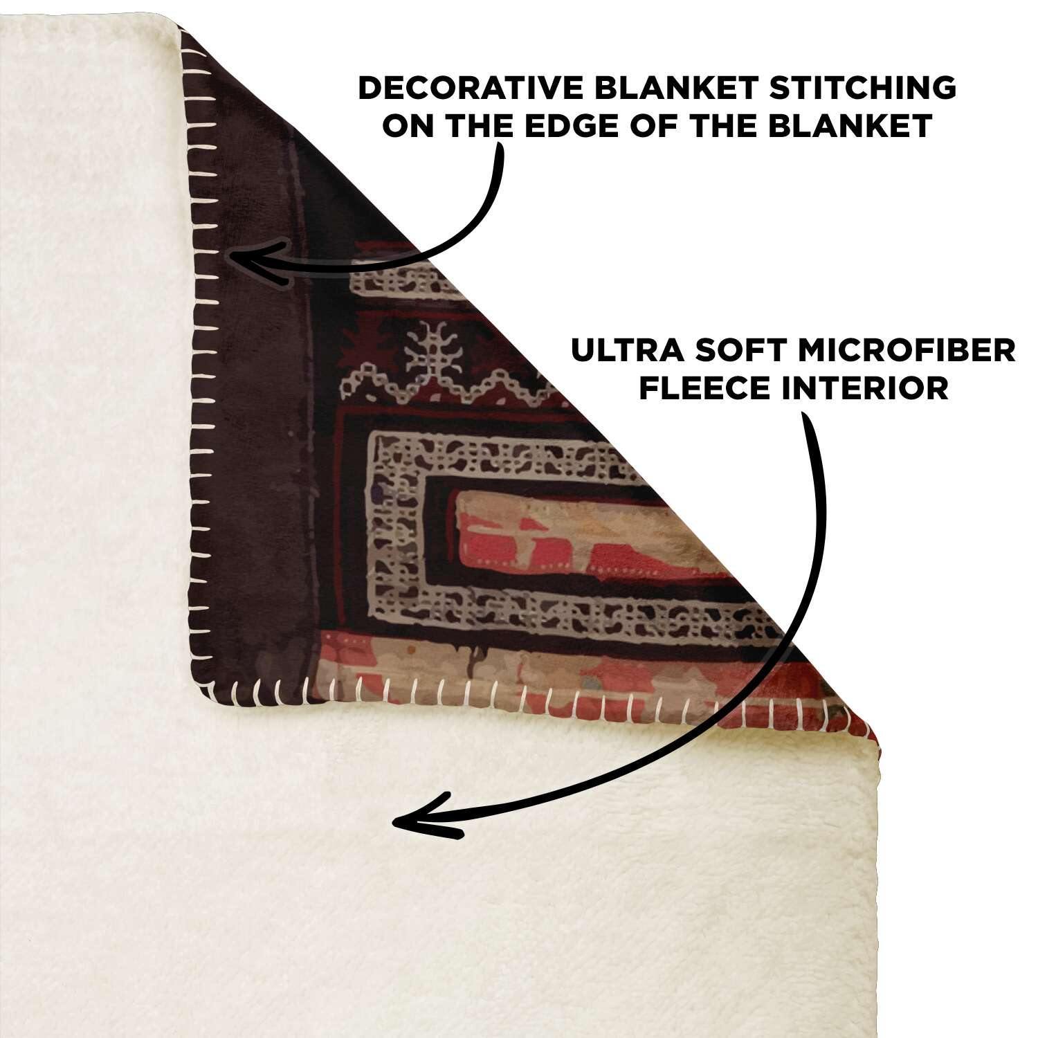Sherpa Fleece Blanket M Yao Culture Traditional Design (SE Asia) | Sherpa Fleece Blanket