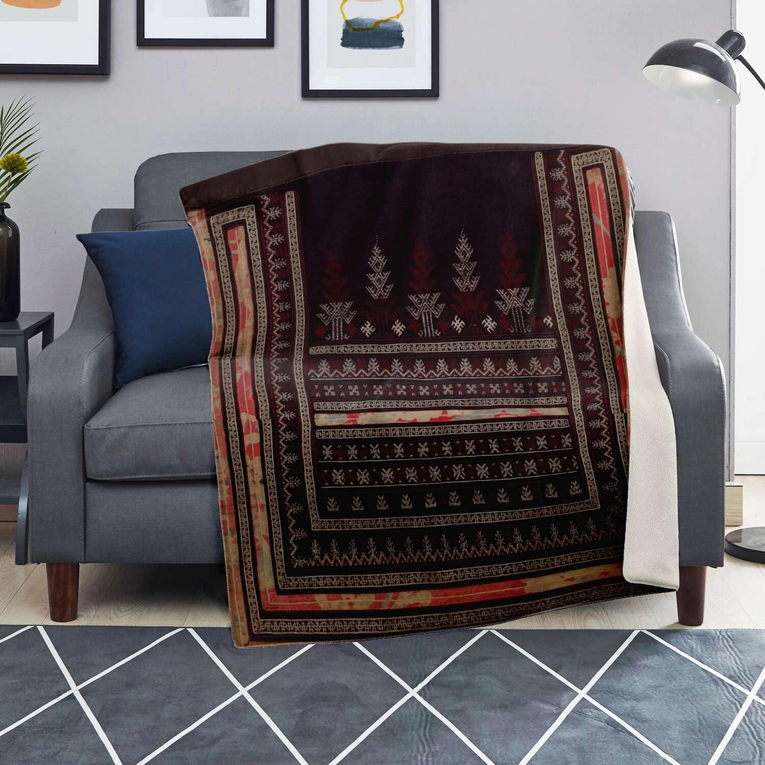 Sherpa Fleece Blanket Yao Culture Traditional Design (SE Asia) | Sherpa Fleece Blanket