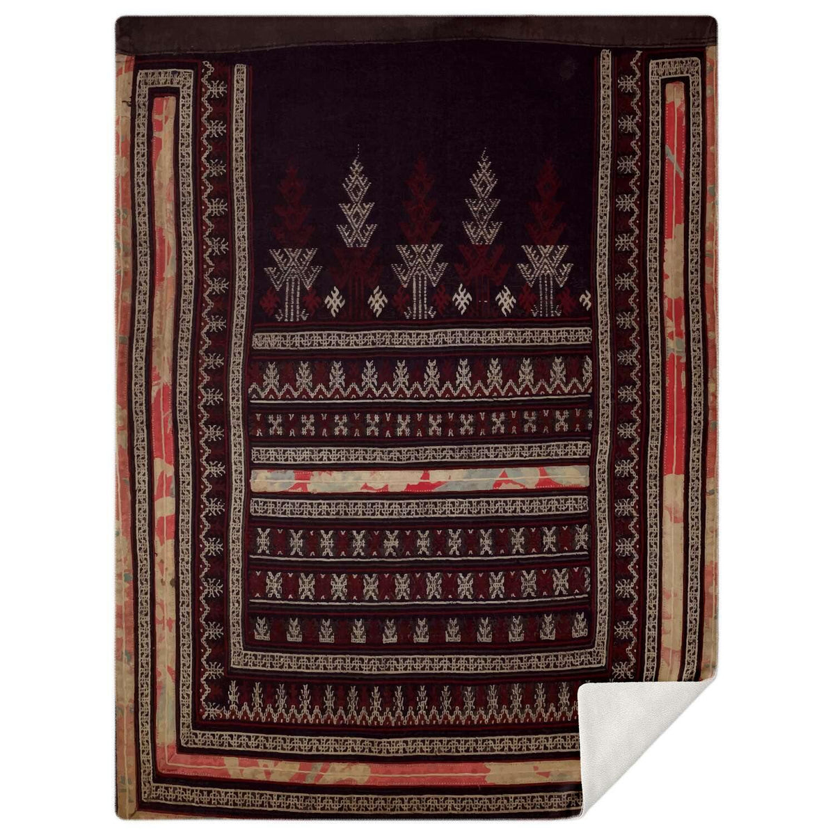 Sherpa Fleece Blanket M Yao Culture Traditional Design (SE Asia) | Sherpa Fleece Blanket