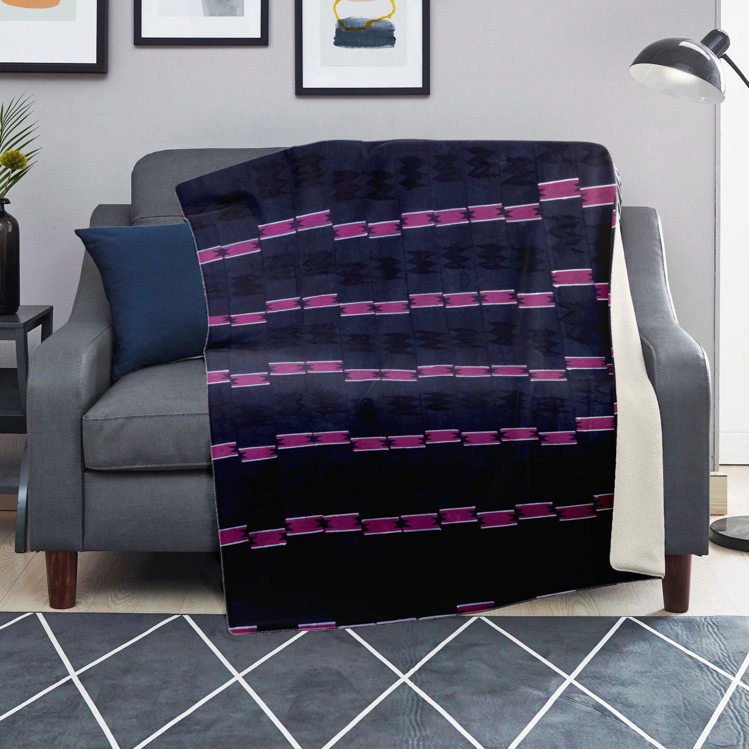 Sherpa Fleece Blanket Yoruba Tribal Design (Nigerian Blanket) | Modern, Washable Sherpa Fleece Blanket