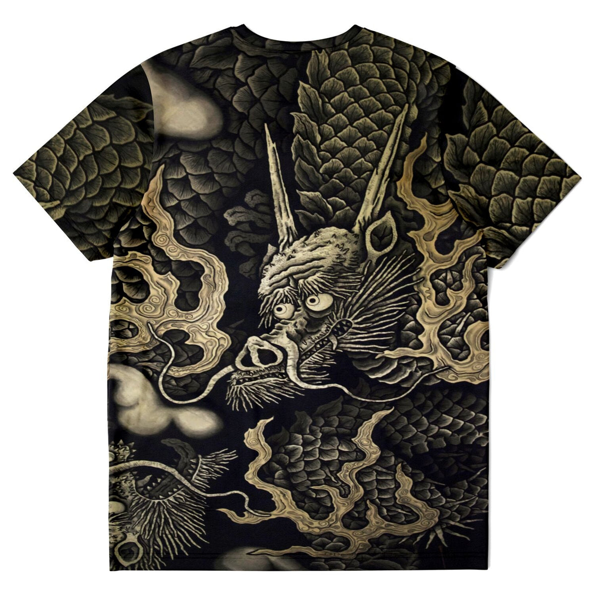 Zen Gold Dragons: Kennin-ji 1202 AD Temple Art | Kyoto Japan Zazen Zendo | Serpent Snake Vintage All-Over-Print T-shirt
