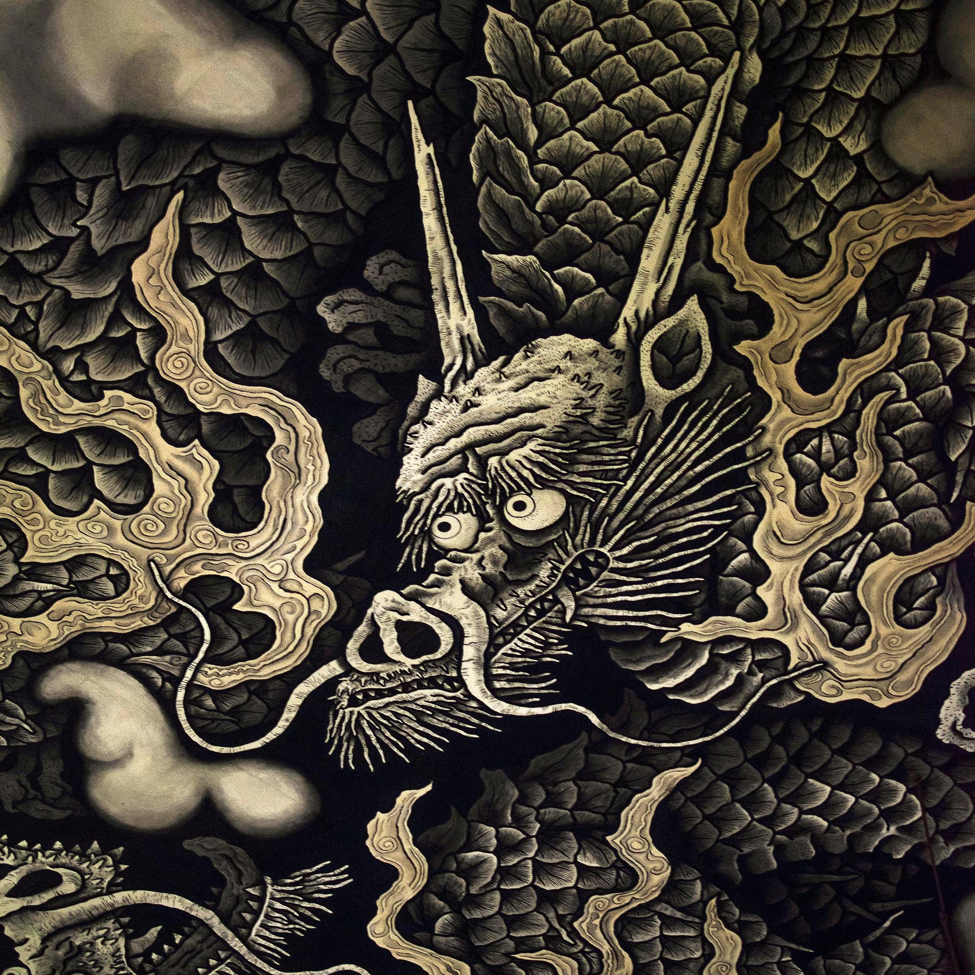 Gold Gray Dragon Fine Art Print-Sacred Surreal