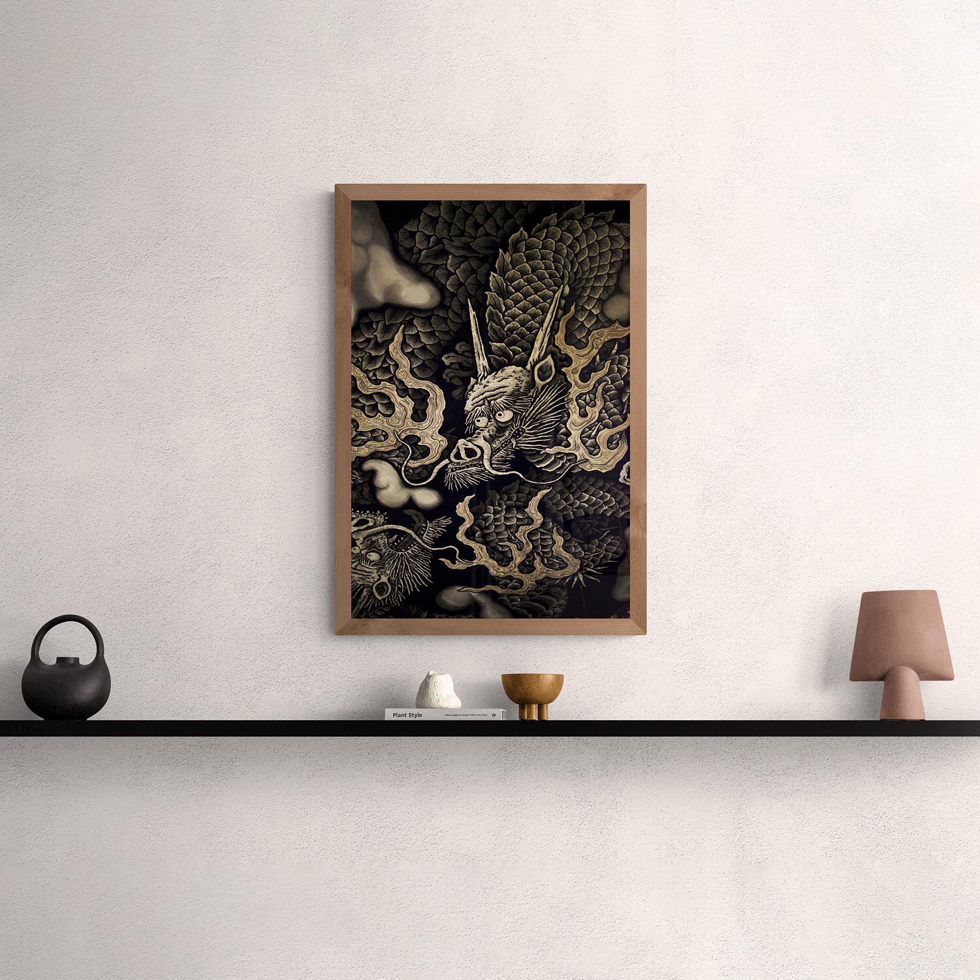 Gold Gray Dragon Fine Art Print-Sacred Surreal