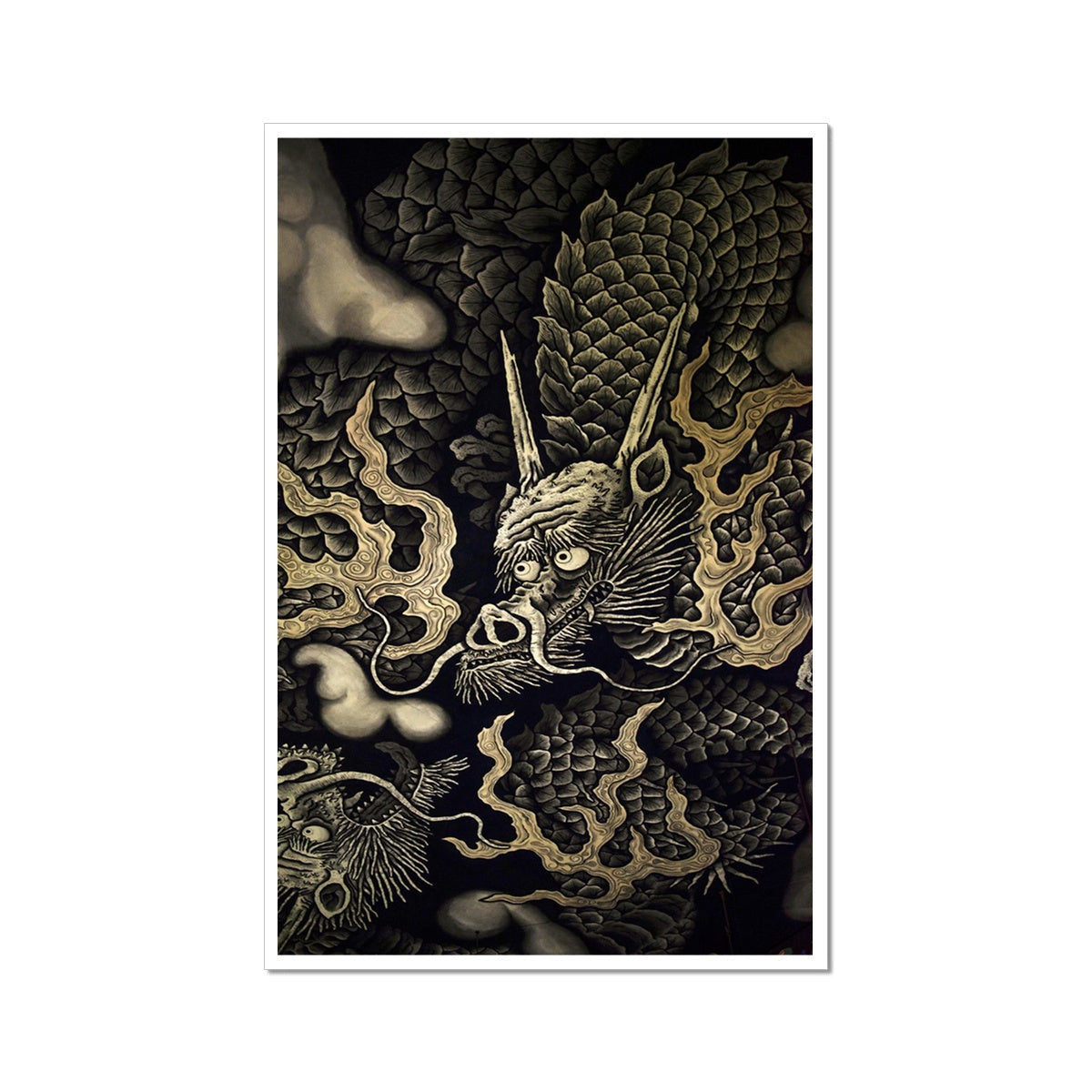 Gold Gray Dragon Fine Art Print-Sacred Surreal