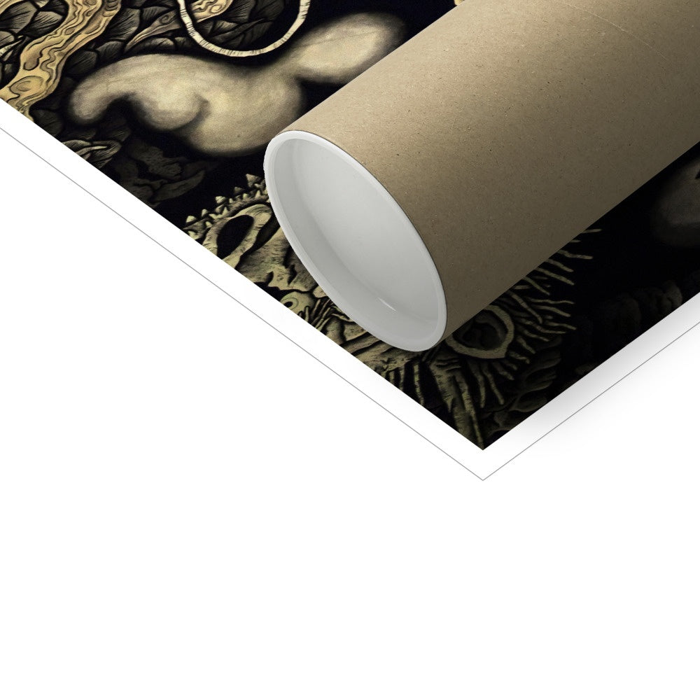 Zen Gold Dragons | Kennin-ji 1202 AD Temple Ceiling Art | Kyoto Japan Zendo Zazen | Vintage Serpent Snake Fine Art Print