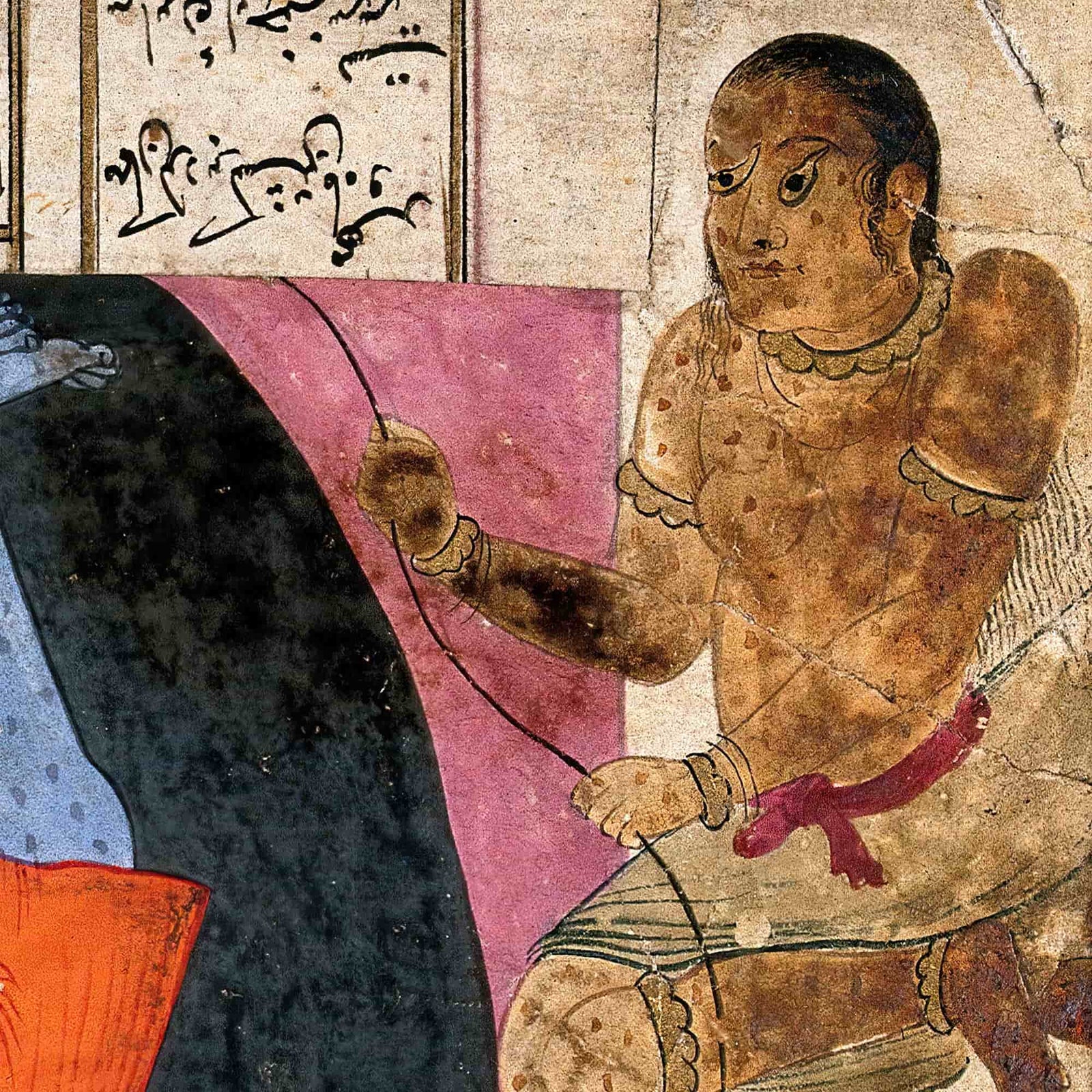 Zoroastrian Div (Demon) Cast Into a Cave | 19th-Century Persian, Indian Mythology Framed Art Print